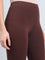 Brown Cotton Stretch Ankle Length Leggings