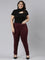 Women Solid Bright Maroon Stretch Ponte Pants