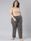 Black Cotton Knit Printed Lounge Pants