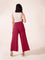 Women Solid Medium Voilet Knit Viscose Mid Rise Palazzos