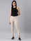 Women Solid Light Beige Mid Rise Cropped Jeggings