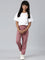 Girls Solid Light Wine Super Stretch Jeggings