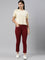 Women Solid Light Maroon Mid Rise Cropped Jeggings