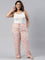 Women Printed Light Pink Woven Viscose Lounge Pants