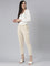 Women Solid Beige Crepe Pants