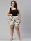 Women Printed White Mid Rise Viscose Lounge Shorts