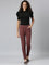 Women Rust Stripe Printed Jeggings