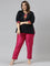 Women Young Fuchsia Solid Mid Rise Metallic Pants