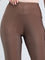 Brown Nylon Stretch Shimmer Leggings