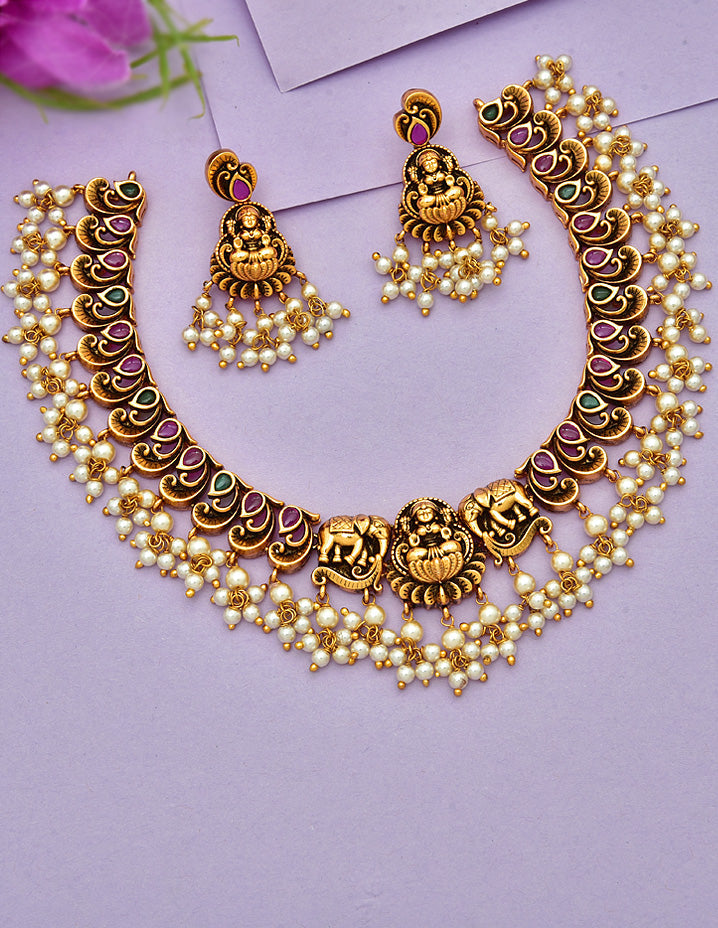 Antique Kempu Necklace Set