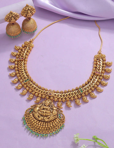 Designer Lakshmi Devi Kempu Necklace Set