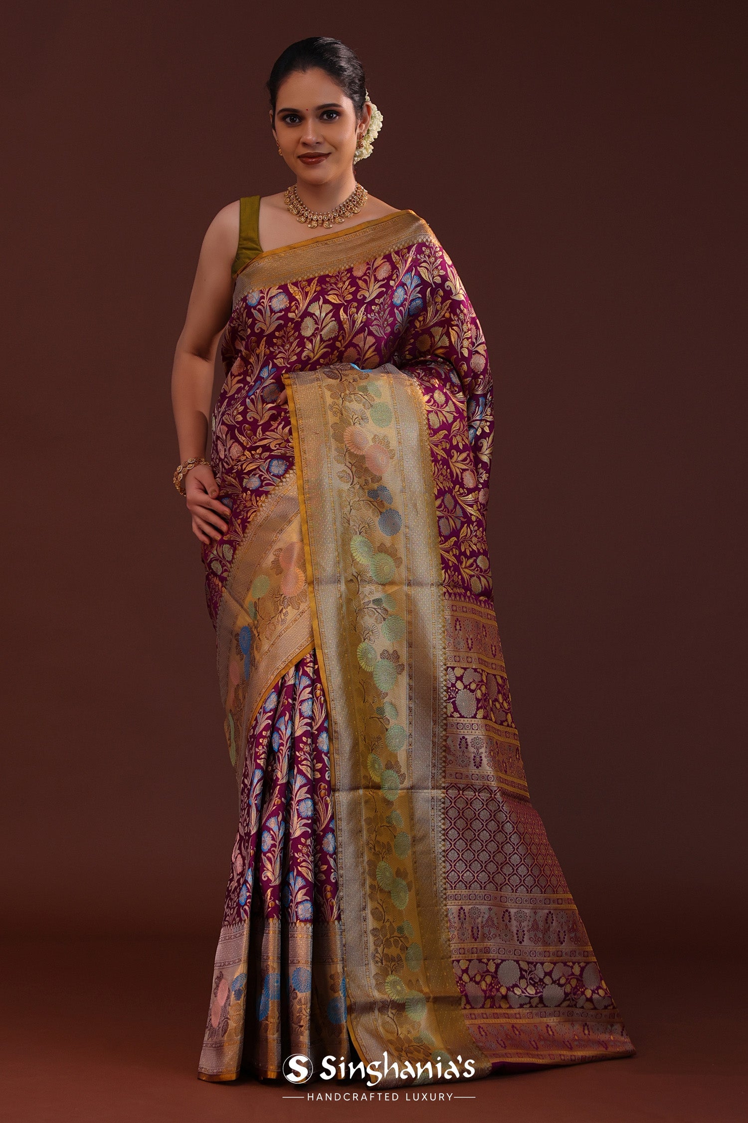 Barossa Magenta Red Kanjivaram Silk