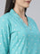 Neerus Blue Panelled Straight Floral Kurtas