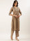 Beige Modal Silk Three Piece Suit Set