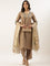 Beige Modal Silk Three Piece Suit Set