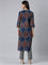 Neerus Blue Printed Straight Kurta and Trousers