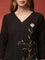 Black linen thread embroidery two piece suit set