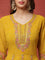 Mustard three piece georgette suit set with floral embroidery