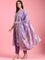 Lavender Viscose Embroidery Three Piece Suit Set