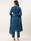 Blue Rayon Embroidery Three Piece Suit Set