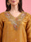 Mustard Tissue Printed Embroidery Three Piece Suit Set