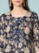 Indigo Blue Modal Silk Floral Digital Print Three Piece Set