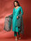 Green muslin embroidered three piece suit set