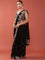 Black Crepe Embroidery Saree With Readymade Blouse