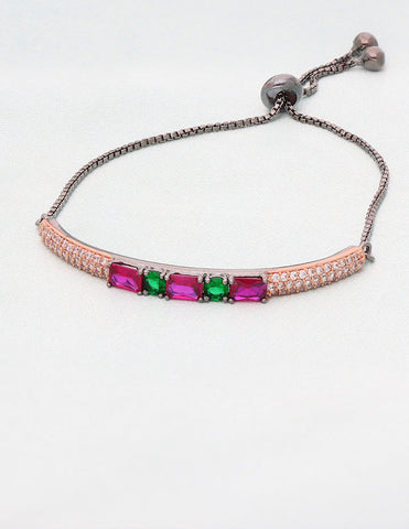 Designer BlackRose Polish Zirconia Chain Bracelet