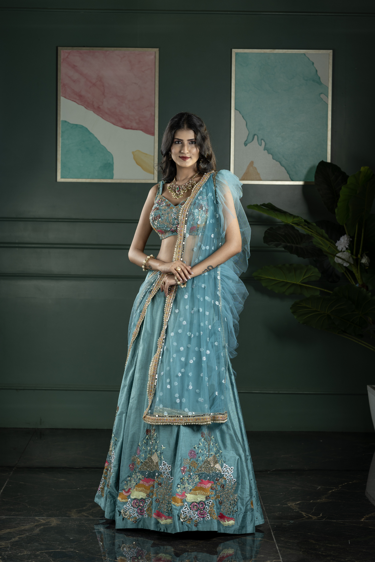 Silk Lehenga With Multi Color Sequence Work and Heavy Handwork on Blouse (AISHA RAO REPLICA)