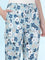 Blue Cotton Knit Printed Lounge Pants