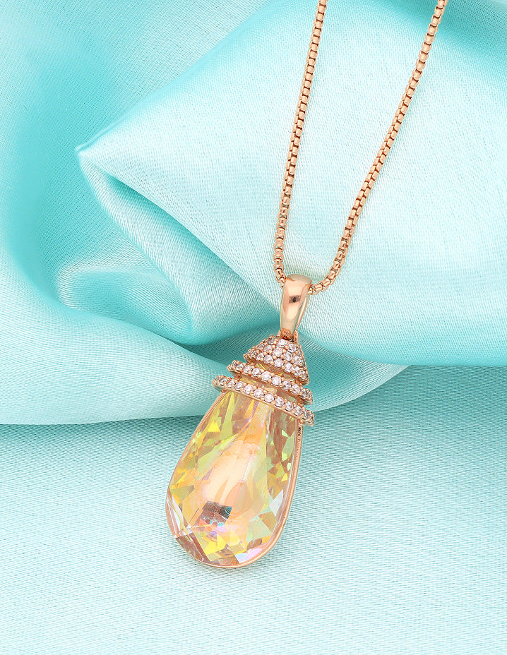 Swarovski Yellow and White Crystal Chain Pendant