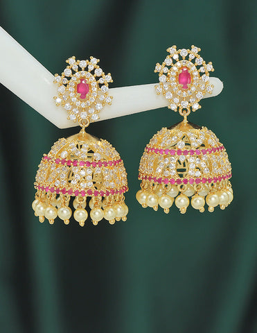 Designer Zirconia Jhumka Earrings