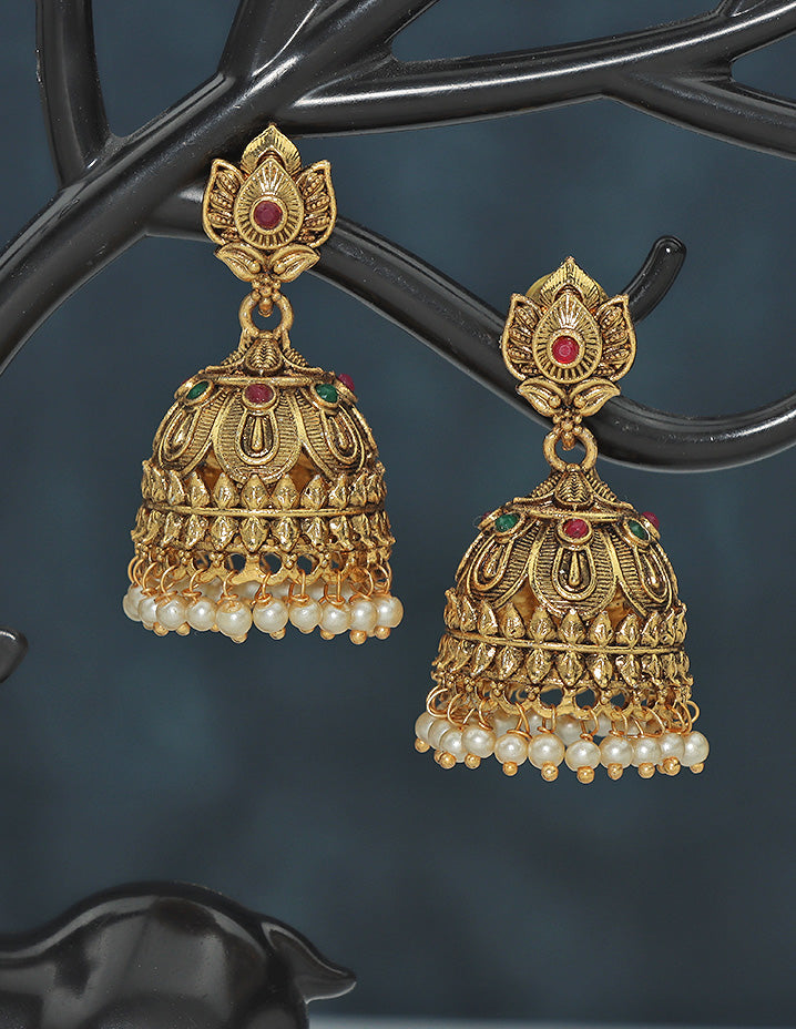 Designer Matt Kempu Floral Design Jhumka Earrings