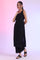 Black Solid Textured Rayon Sleeveless Straight Kurta