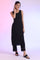 Black Solid Textured Rayon Sleeveless Straight Kurta