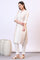 Beige Striped Rayon Flax Straight Kurta