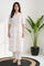 White Geometric Printed Thread Work Pure Cotton Straight Kurta