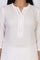 White Solid Lace Trim Straight Kurta