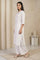White Solid Lace Trim Straight Kurta