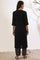 Black Solid Straight Kurta & Palazzo Set
