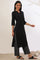 Black Solid Straight Kurta & Palazzo Set