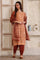 Brown Floral Printed Sequinned Straight Kurta, Salwar and Dupatta Set