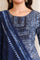 Blue Printed Sequinned Straight Modal Kurta, Trouser and Dupatta Set