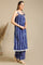 Blue Tie and Dye Shibori Saphetti Kurta and Palozzos Co-ord Set