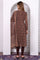 Brown Geometric Printed Zari Embroidered Georgette A-line Kurta, Leggings and Dupatta Set