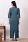 Blue Embroidered Yoke Pure Cotton Straight Kurta and Pants Set