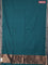 Bengal soft cotton saree teal green shade with plain body and zari woven piping border
