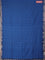 Bengal soft cotton saree cs blue with plain body and zari woven border