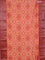 Chanderi silk cotton saree pale orange and red shade with allover ikat prints and banarsi style border
